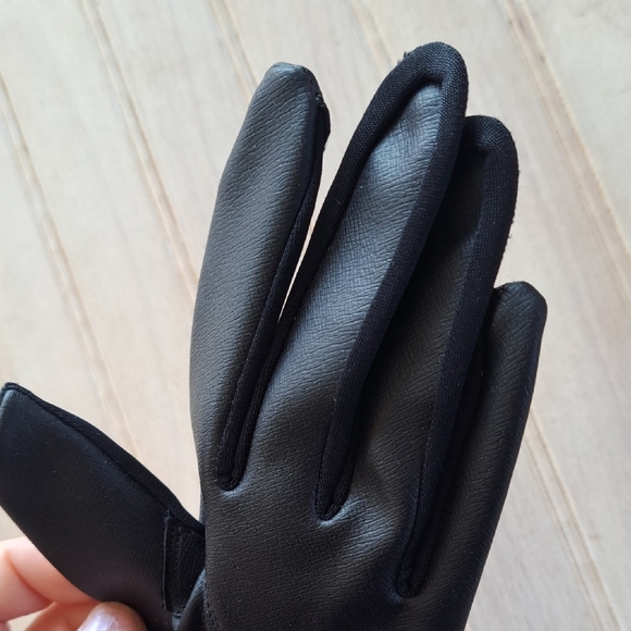 Vitro Genuine Rabbit Fur Cuff Black Leather Gloves Luxury Classic Stretchable - Picture 7 of 11